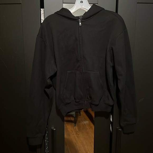 SKIMS Cotton Fleece Classic ZIP UP HOODIE Onyx SIZE XS - Picture 1 of 3
